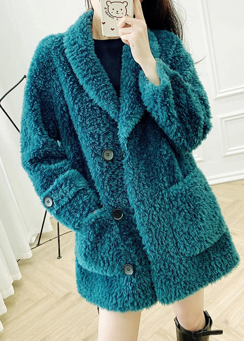 Fiona Single Breasted High Pile Fleece Lamb Wool Coat