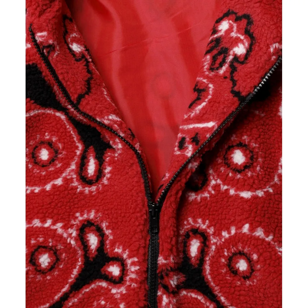 #FR2 PAISLEY FLEECE HOODIE-RED