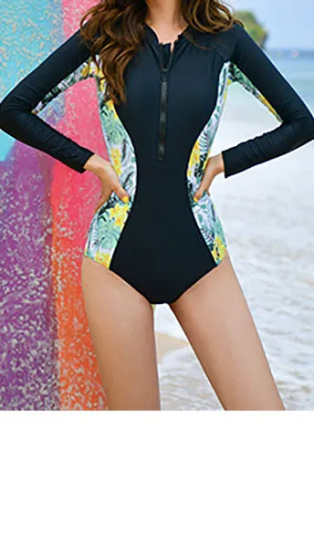 Front Zipper One Piece Swimsuit