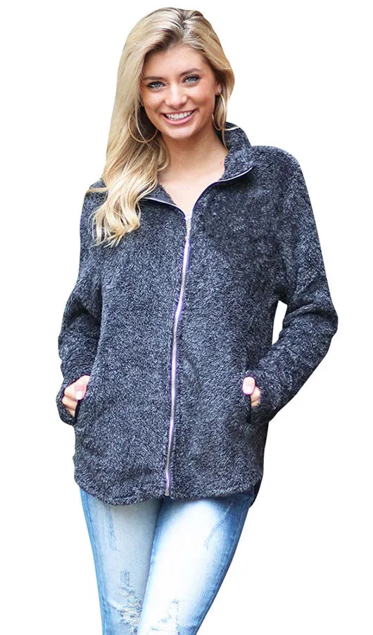 Front Zipper Woollen Coat