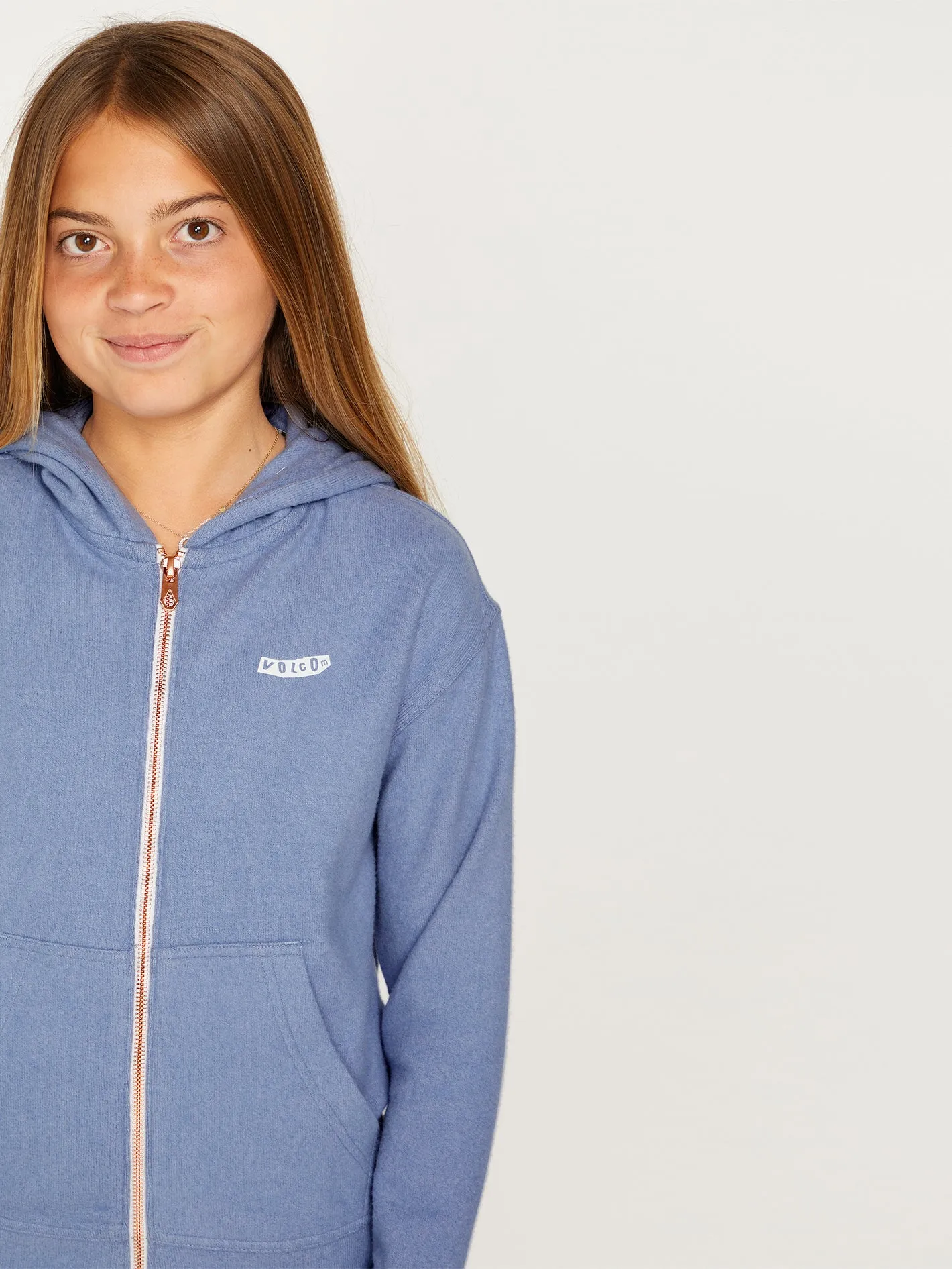 Girls Lived in Lounge Zip Fleece - Washed Blue