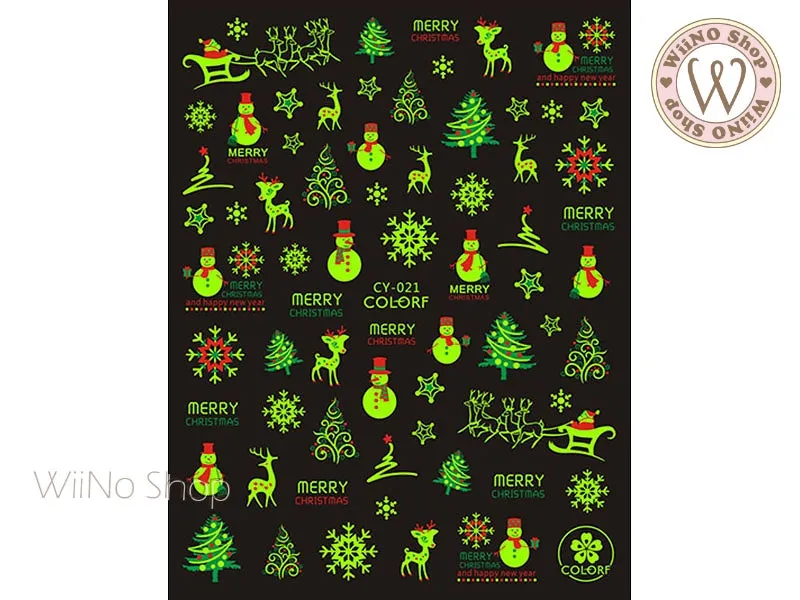 Glow in the Dark Christmas Adhesive Nail Art Sticker - 1 pc (CY-021)