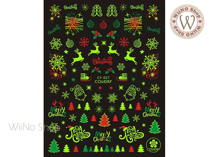 Glow in the Dark Christmas Adhesive Nail Art Sticker - 1 pc (CY-027)