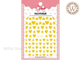 Gold Heart Star Adhesive Nail Art Sticker - 1 pc (HAXX-053)