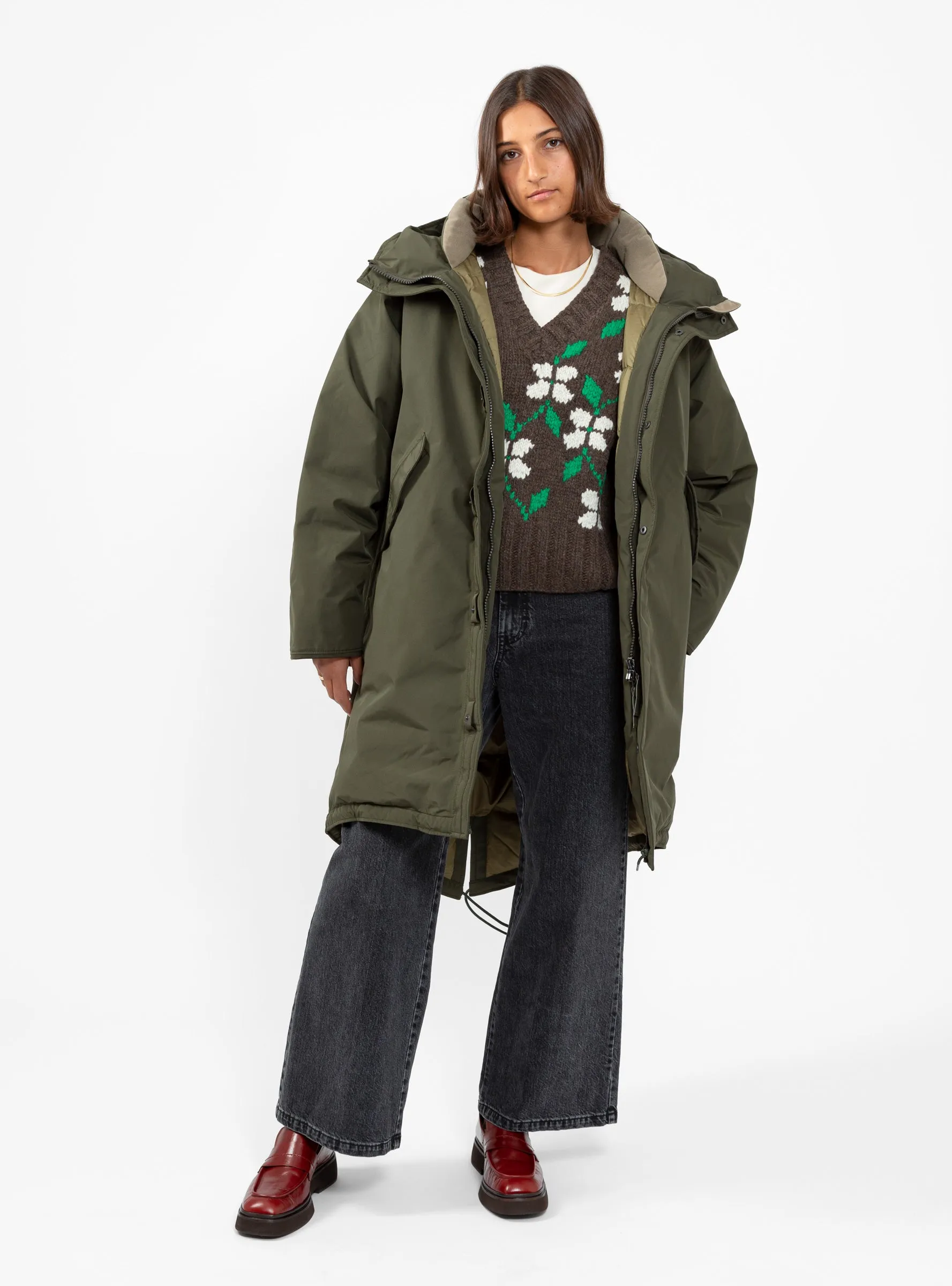 GORE-TEX Long Down Coat Khaki Green