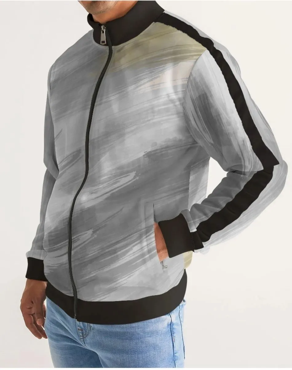 Gray Abstract French Terry Track Jacket