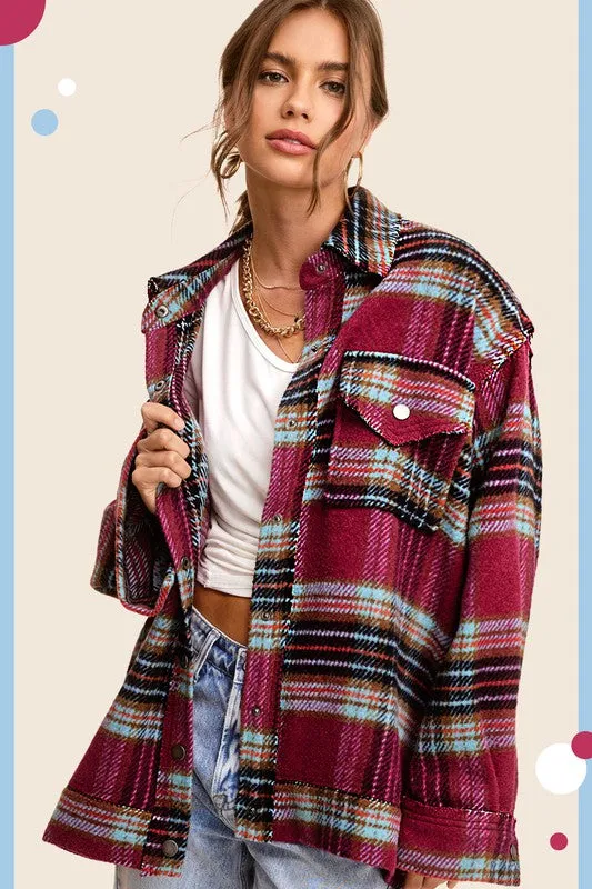 Hailee Plaid Button Down Jacket