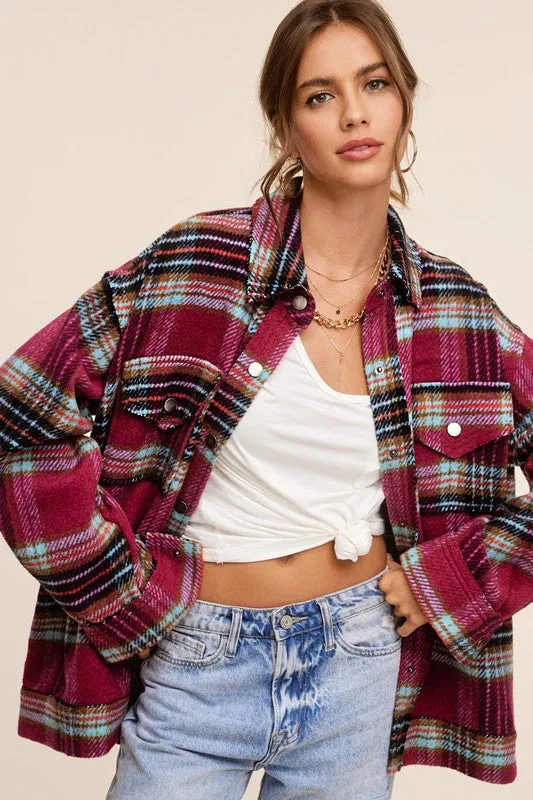 Hailee Plaid Button Down Jacket