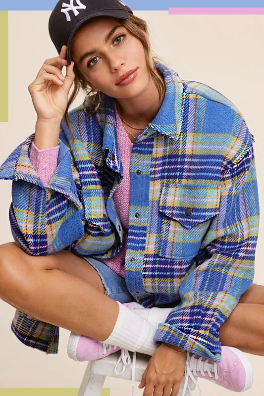 Hailee Plaid Button Down Jacket