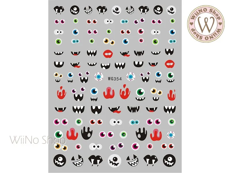 Halloween Monster Eyes Adhesive Nail Art Sticker - 1 pc (WG354)