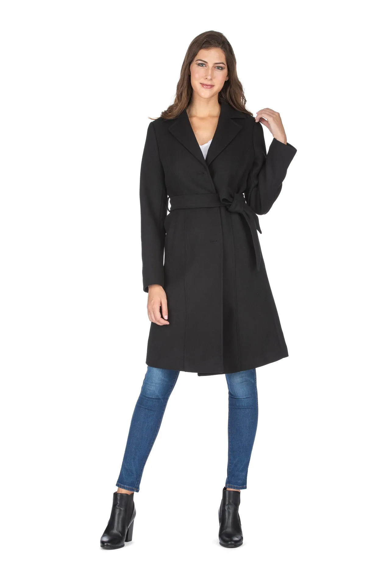 Haute Edition Women's 3/4 Length Belted Robe Pea Coat