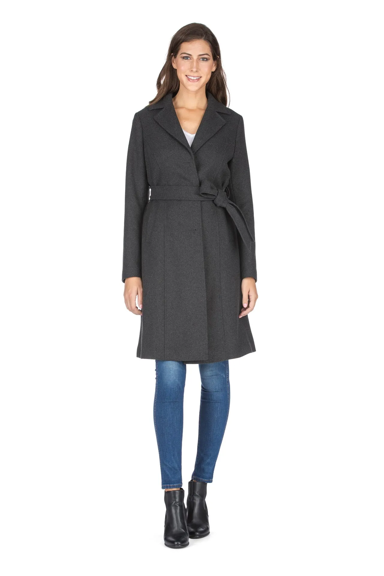 Haute Edition Women's 3/4 Length Belted Robe Pea Coat