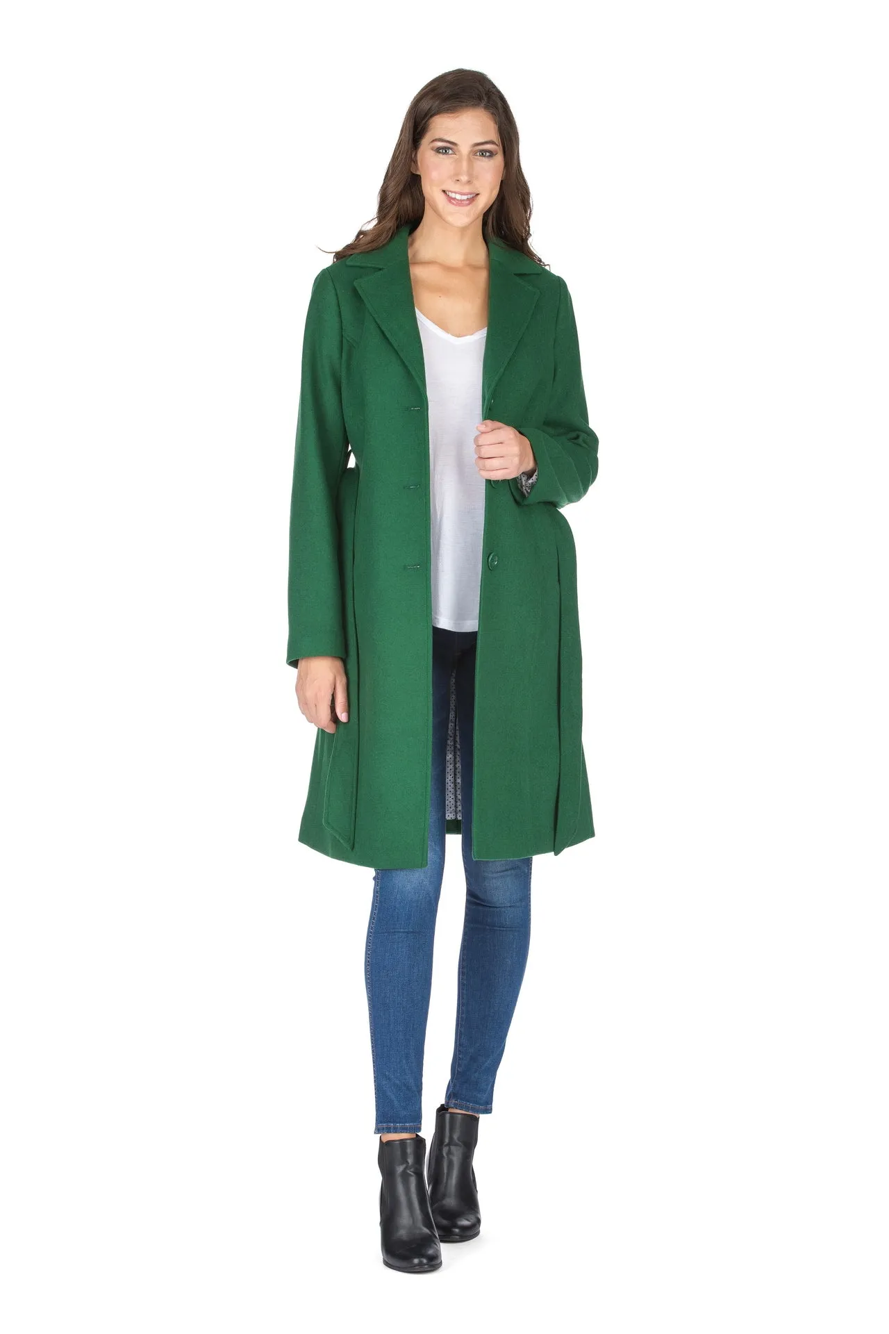 Haute Edition Women's 3/4 Length Belted Robe Pea Coat