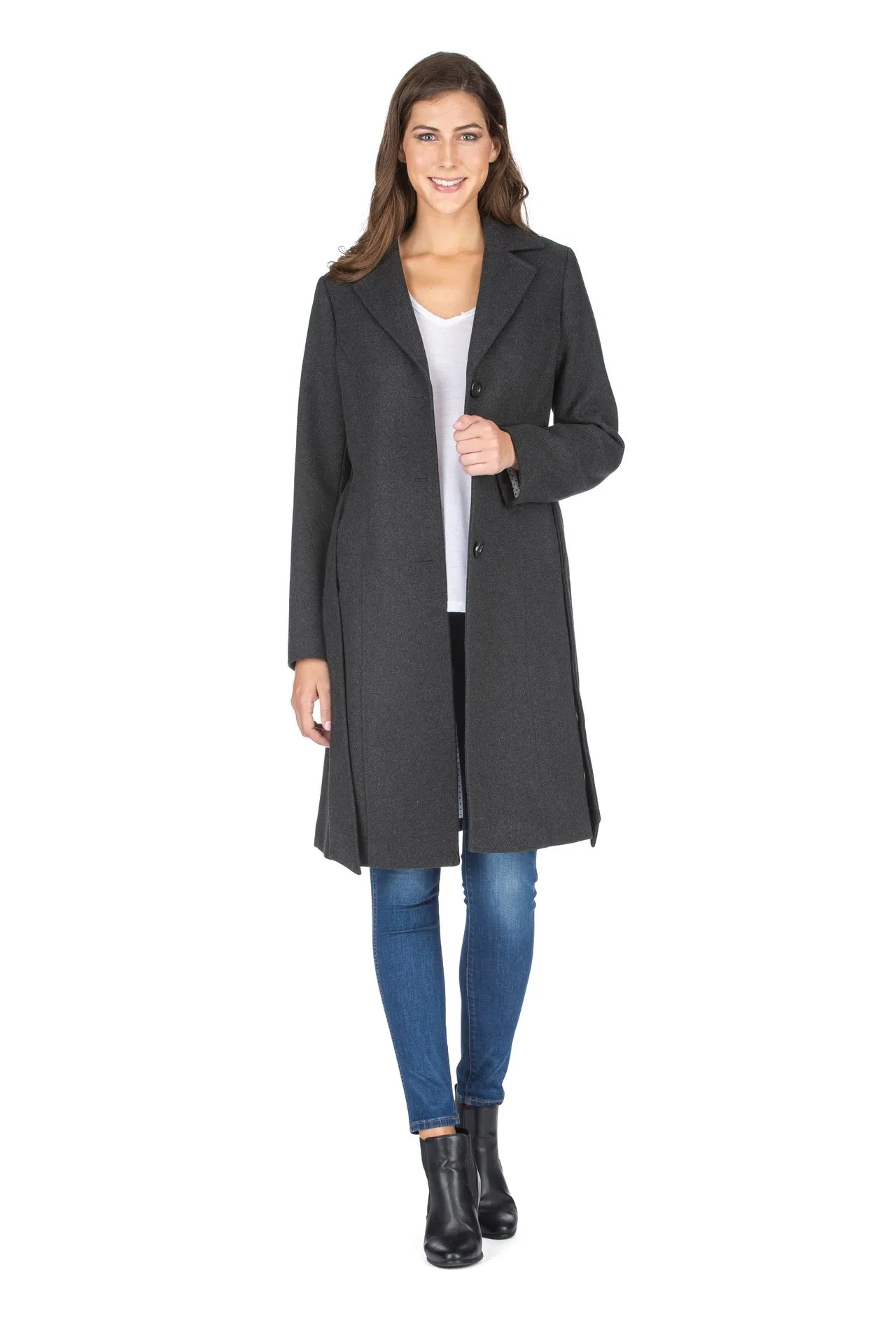 Haute Edition Women's 3/4 Length Belted Robe Pea Coat