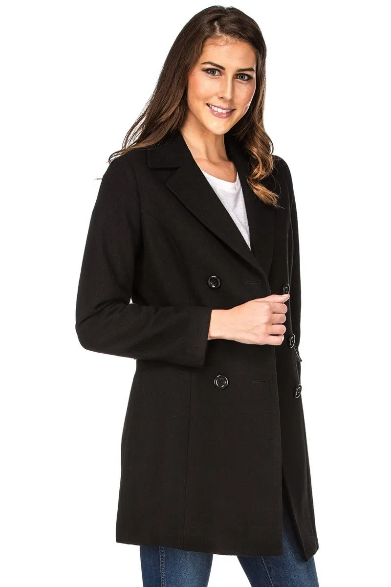 Haute Edition Women's Double Breasted Wool Blend Peacoat