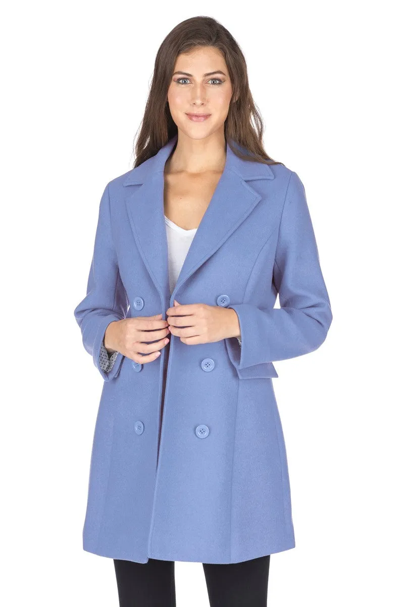 Haute Edition Women's Double Breasted Wool Blend Peacoat