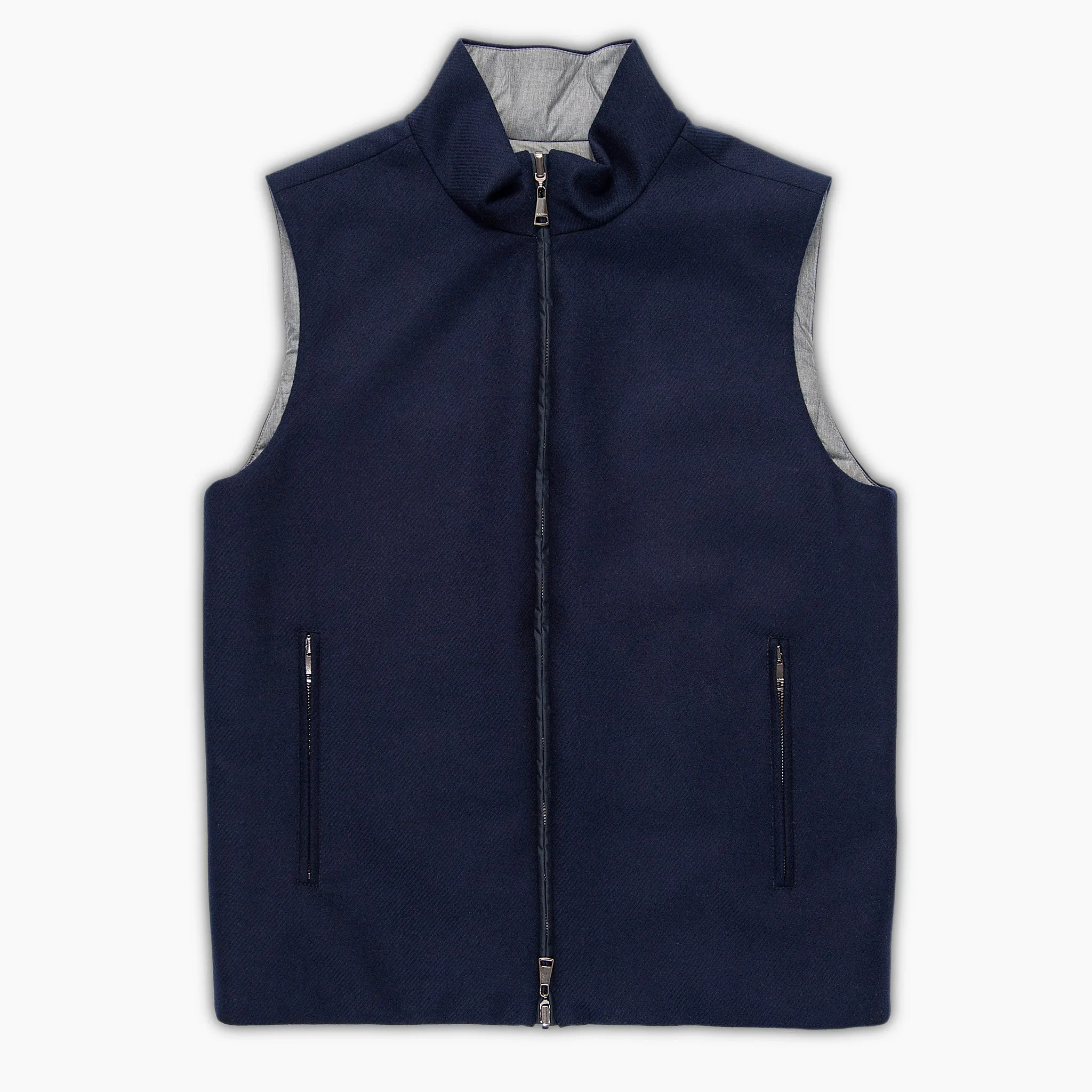 Herbert reversible gilet in winter wool and down (dark blue)