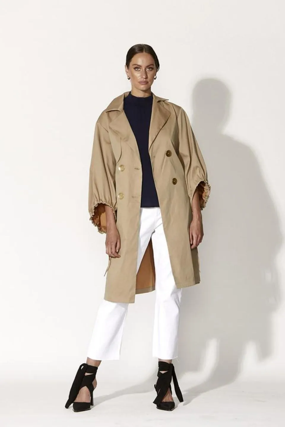 High Hopes Balloon Sleeve Sand Trench Coat