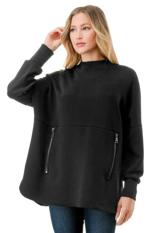 High Neck Zipper Detail Top