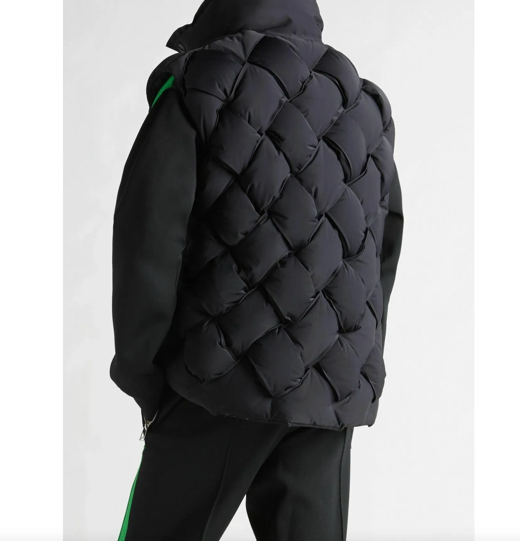 INTRECCIATO PADDED SHELL GILET - BLACK