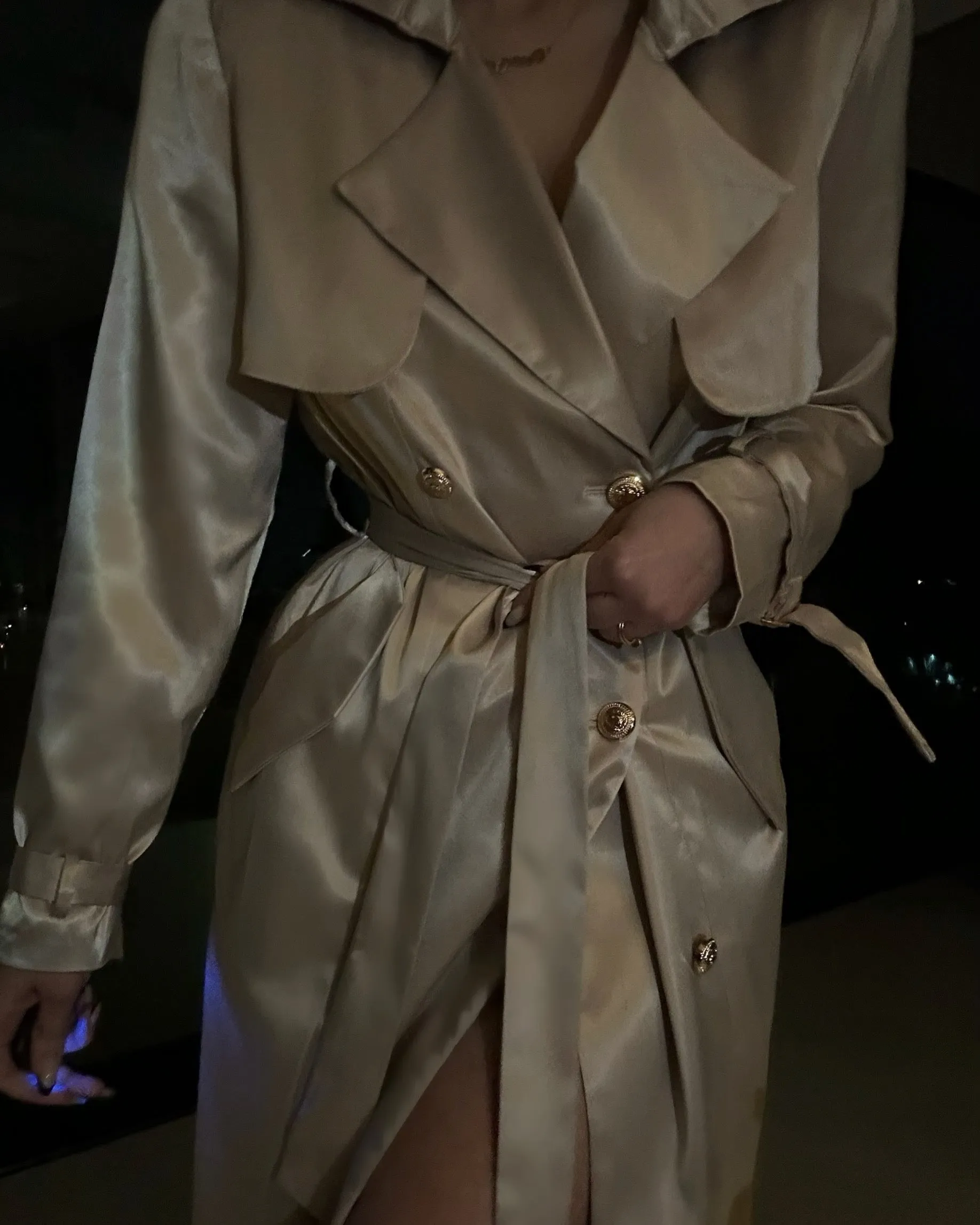 ‘Jennifer' Silk Coat in champagne