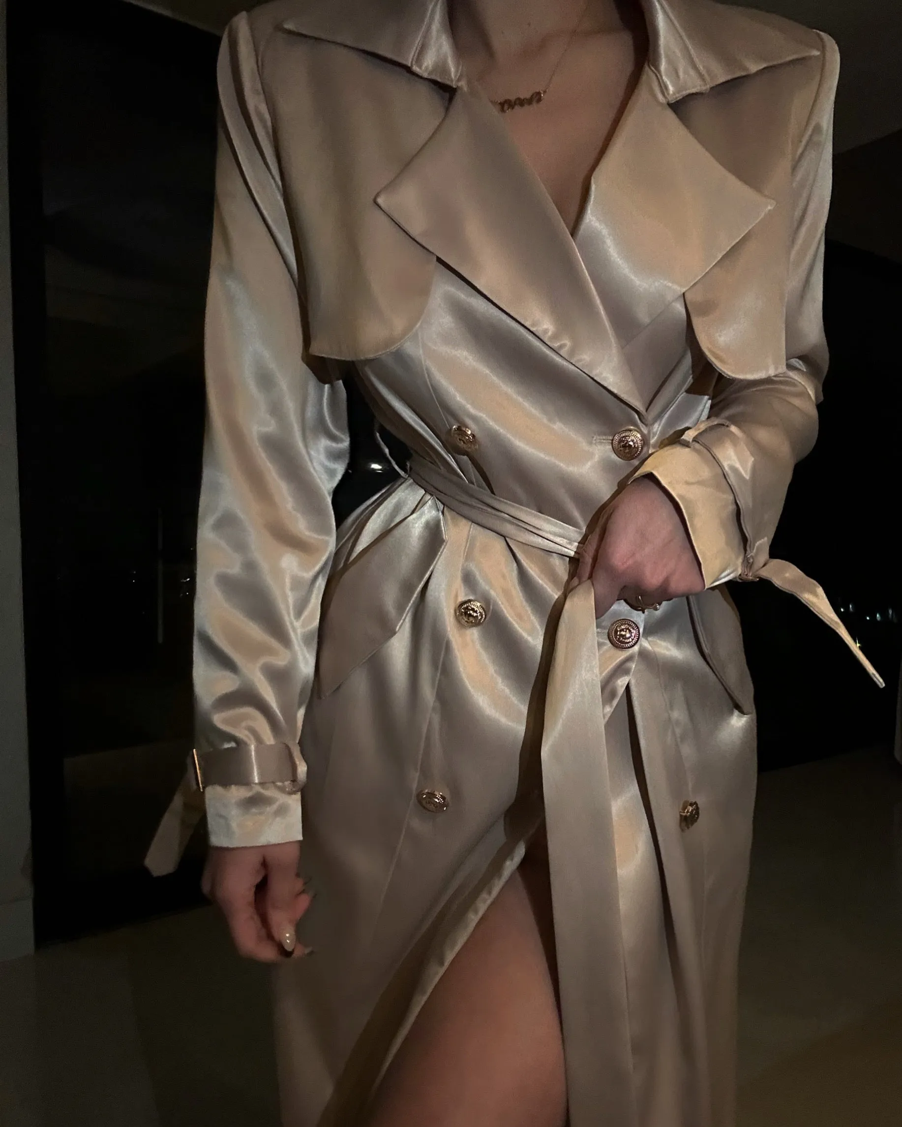 ‘Jennifer' Silk Coat in champagne