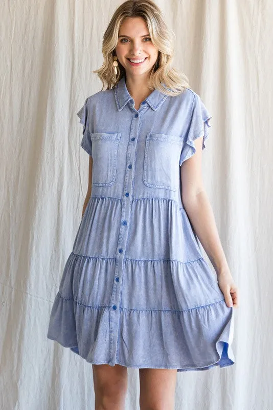 Jodifl Tiered Ruffle Button Down Dress