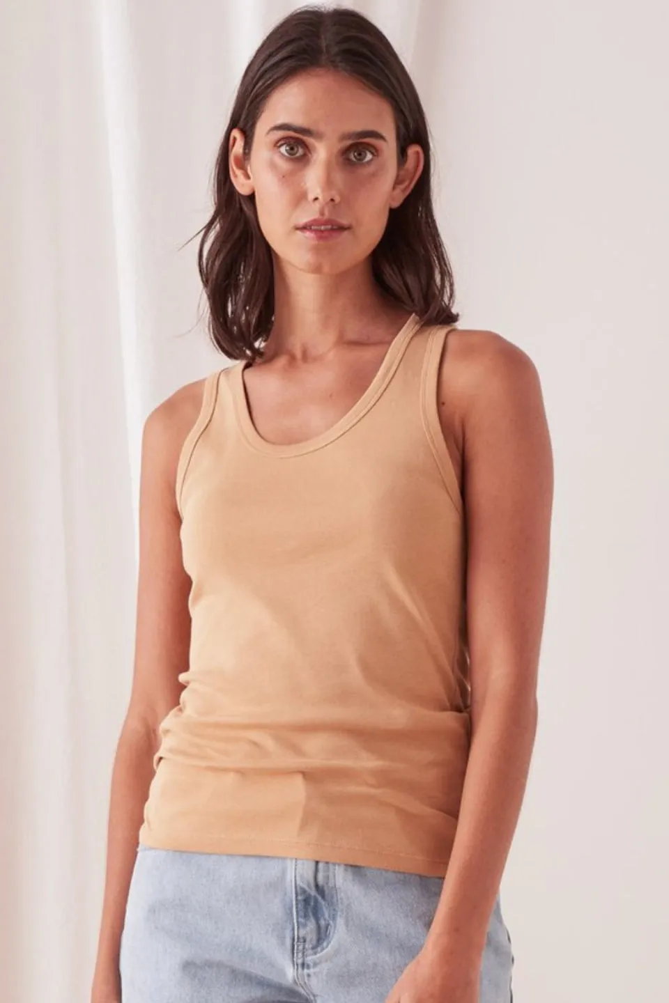 Kai Cotton Rib Taupe Tank