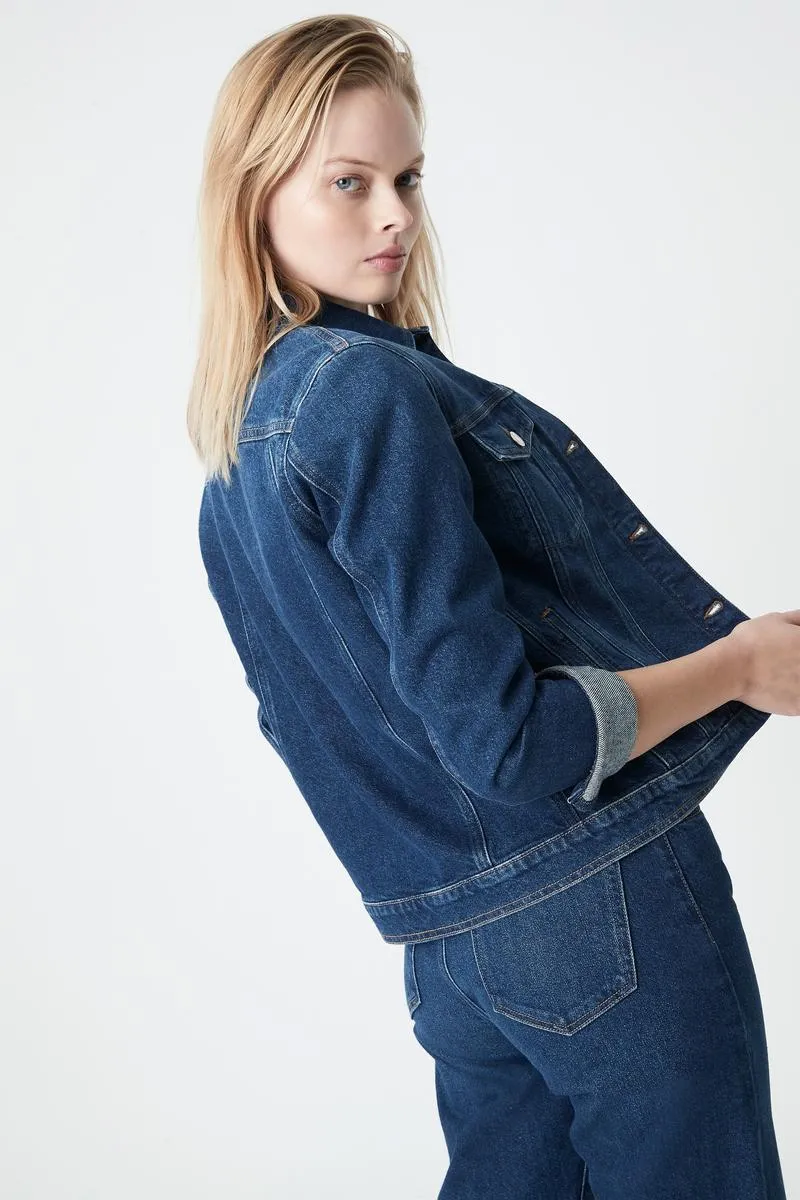 Katy Jacket - Mid Indigo Organic Blue