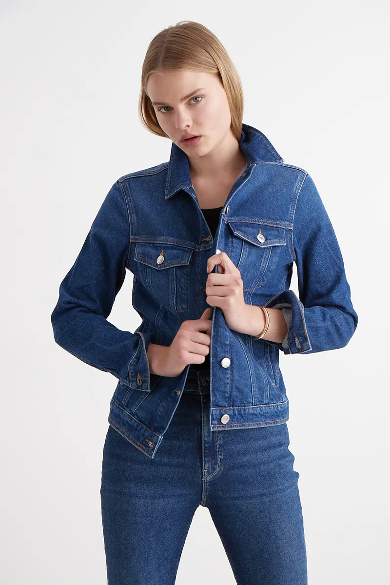 Katy Jacket - Mid Indigo Organic Blue