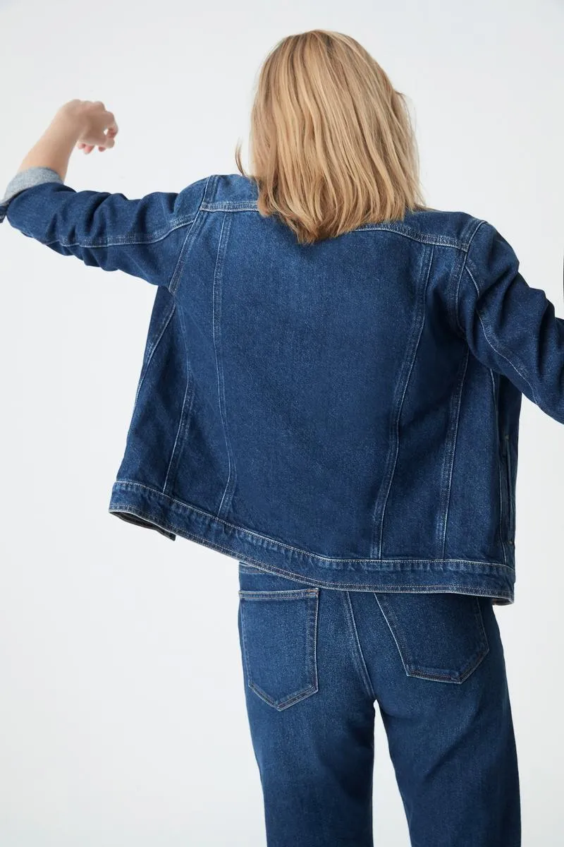 Katy Jacket - Mid Indigo Organic Blue