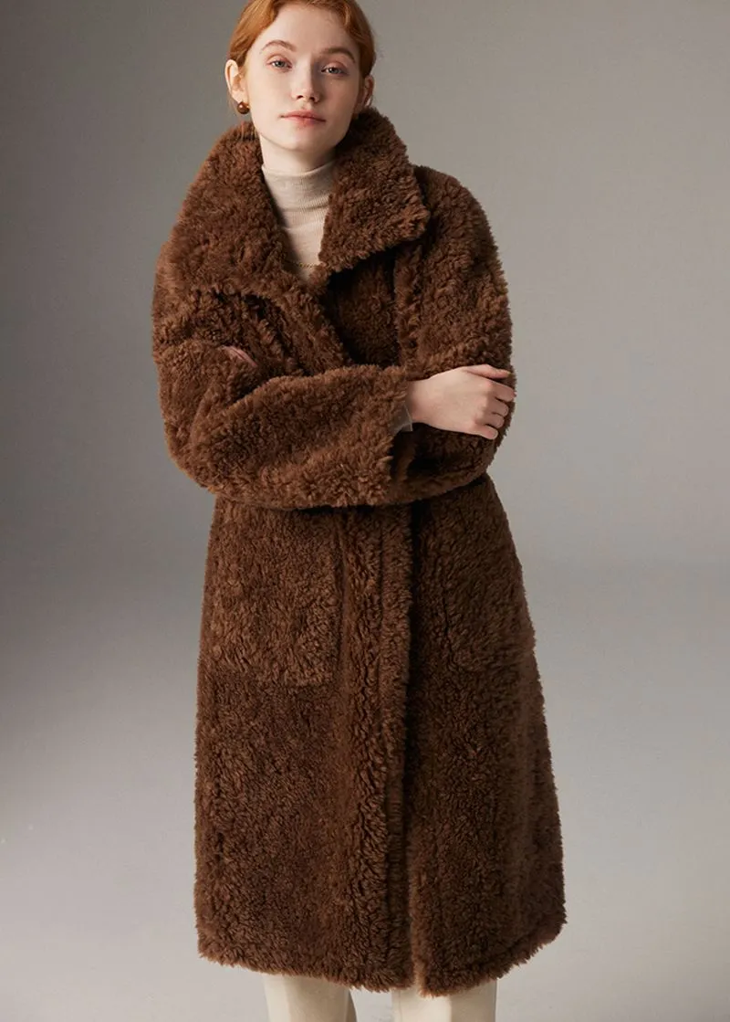 Larissa Coffee Wool Fur Teddy Coat