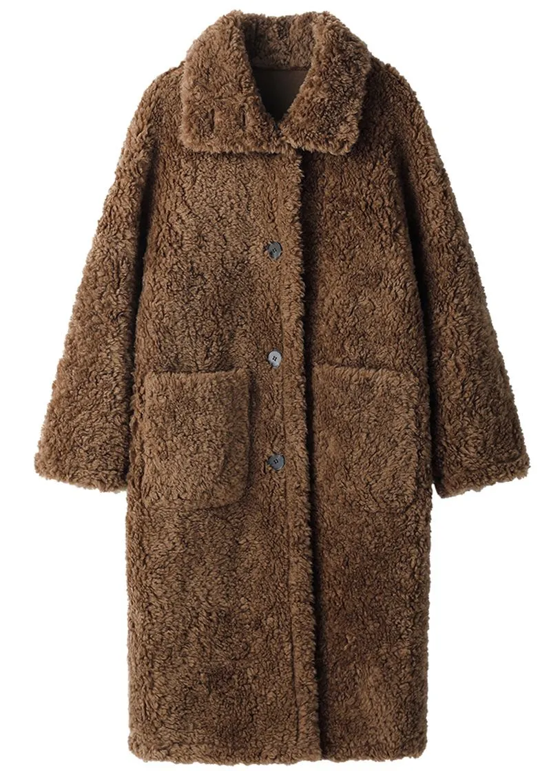 Larissa Coffee Wool Fur Teddy Coat