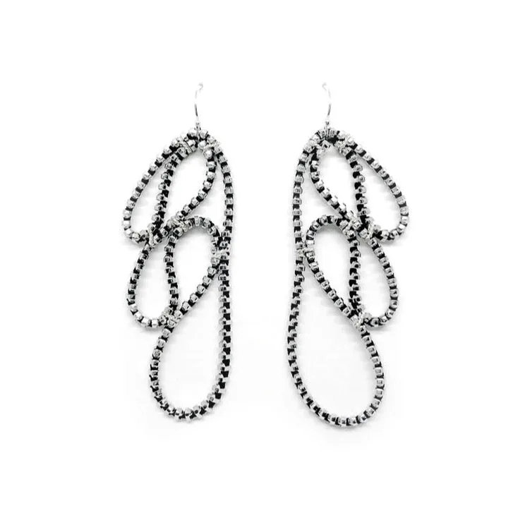 Leaf Zipper Earrings, Silver