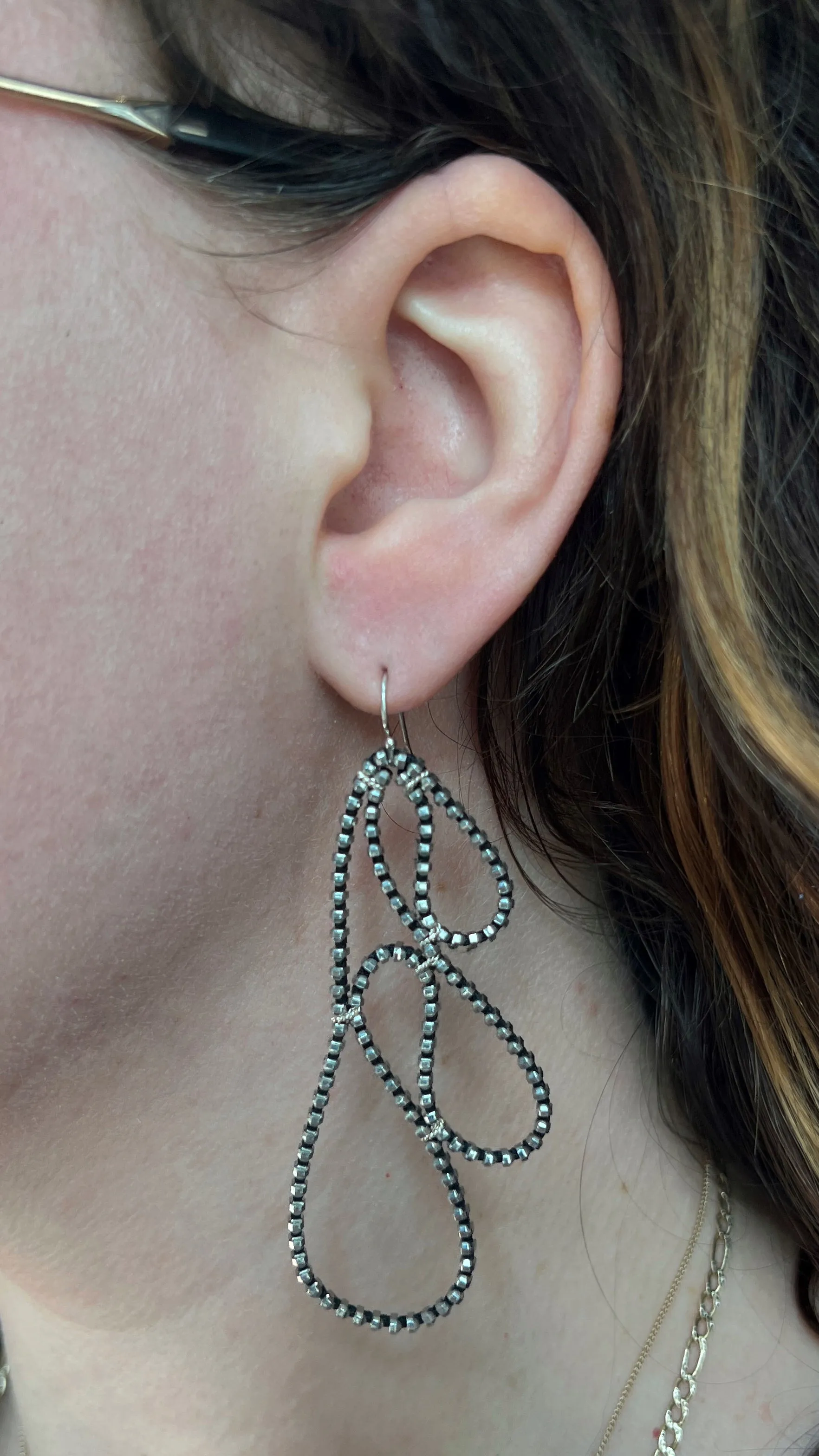 Leaf Zipper Earrings, Silver