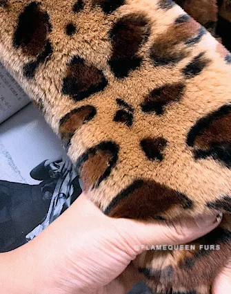 Leopard Belted Rex Rabbit Fur Coat