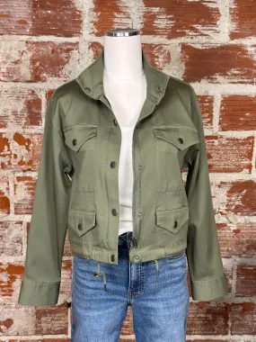 Liverpool Cropped Cargo Jacket in Olive