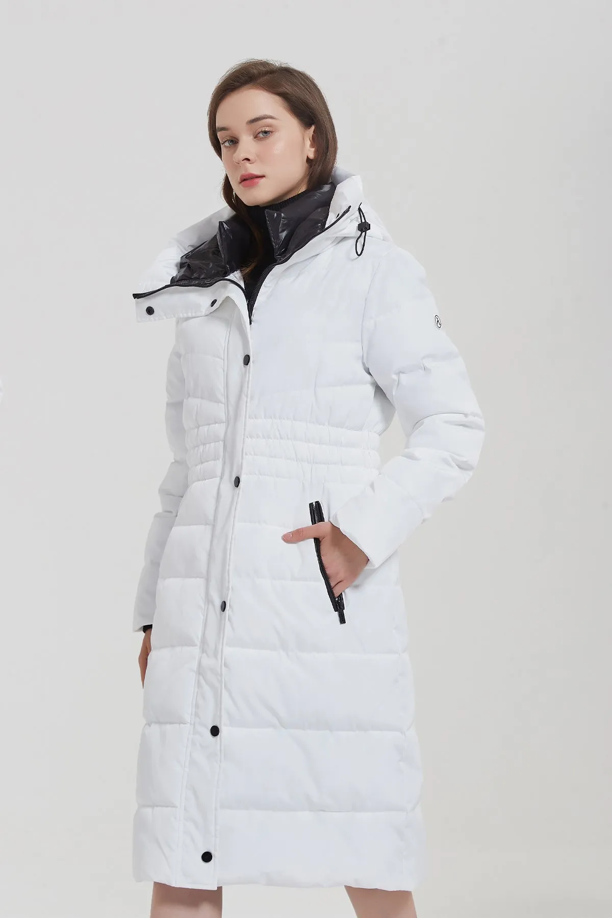 Long Puffer Coat with drop hood