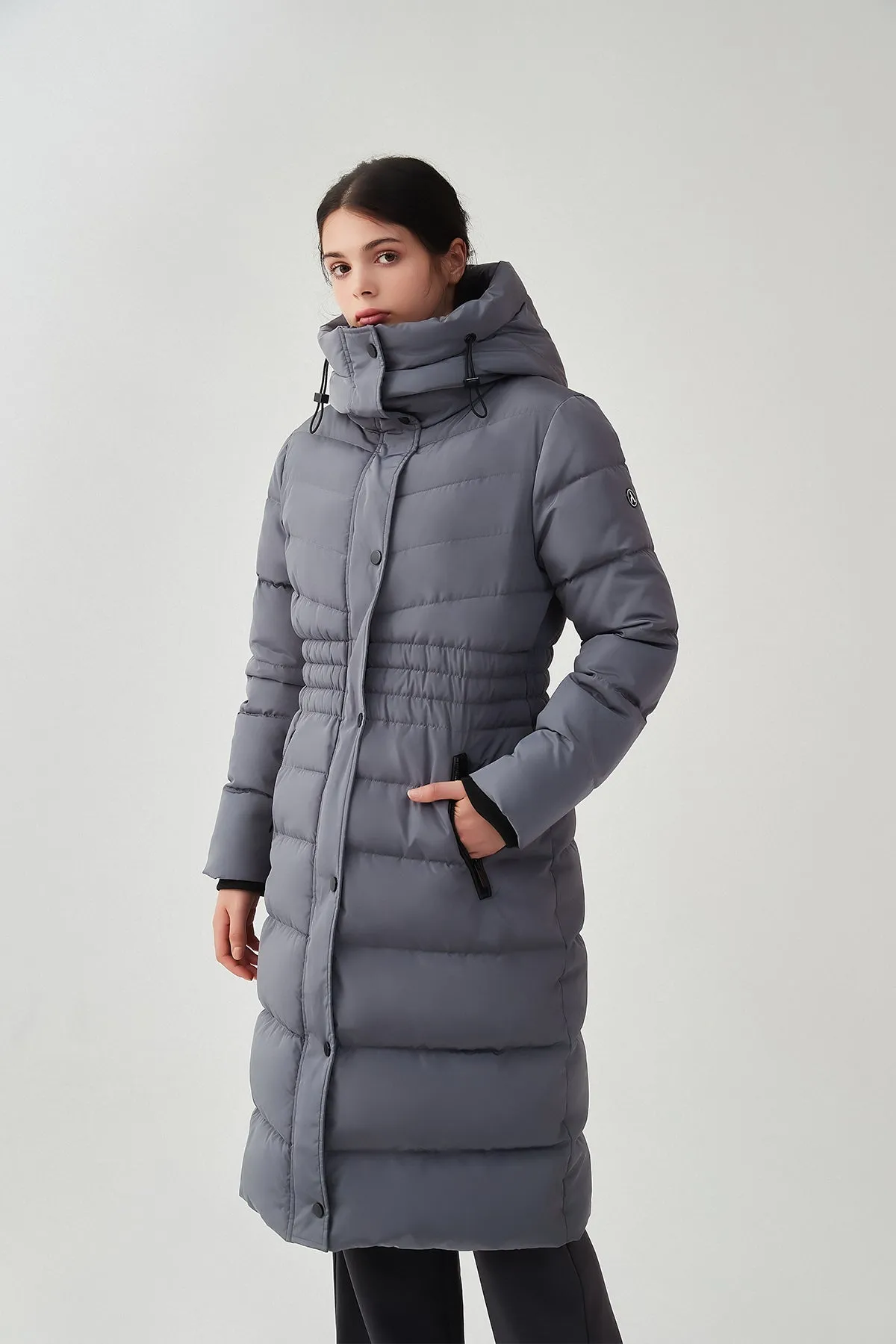 Long Puffer Coat with drop hood