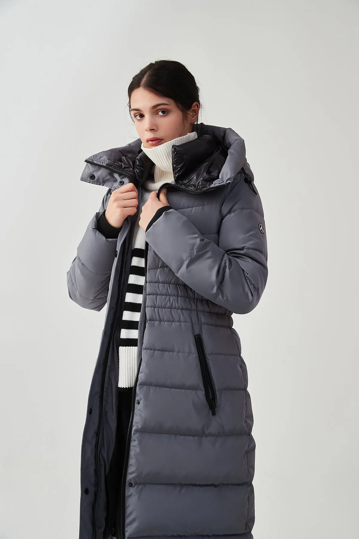 Long Puffer Coat with drop hood