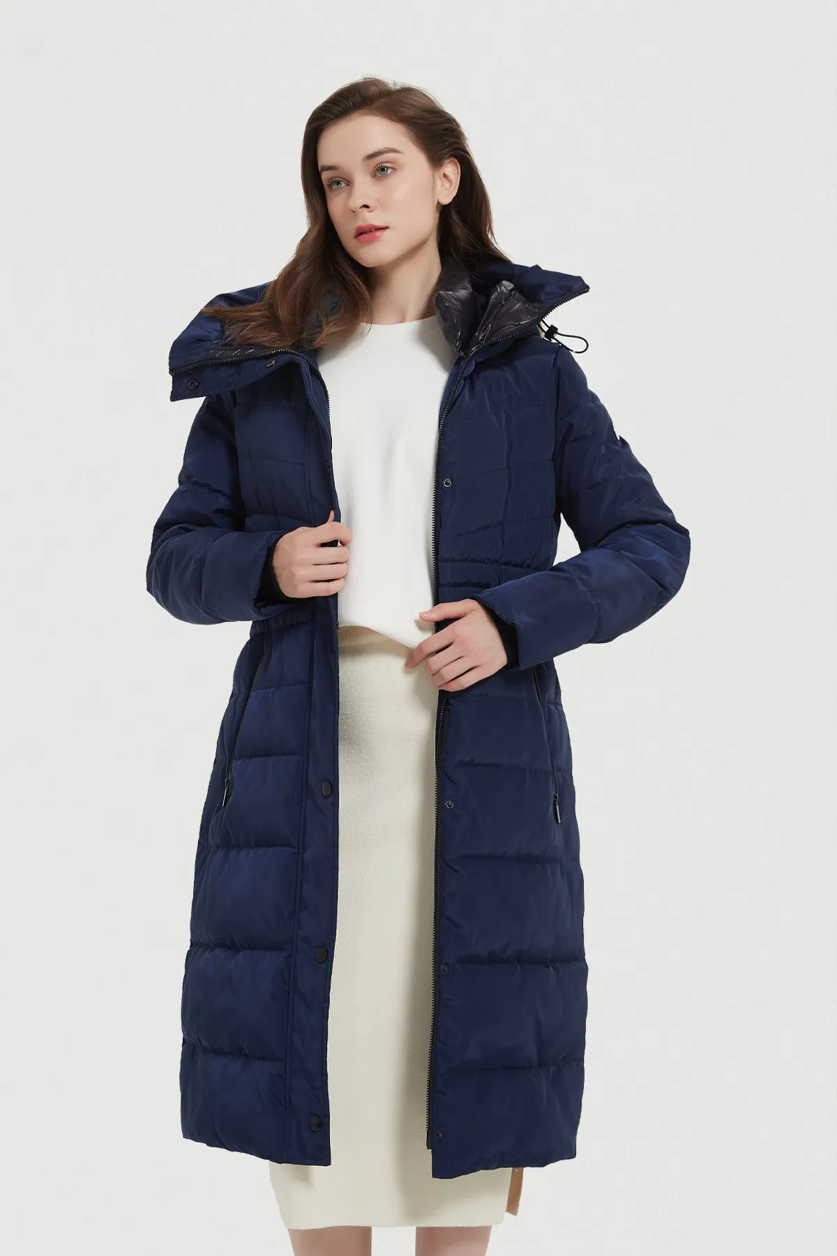 Long Puffer Coat with drop hood