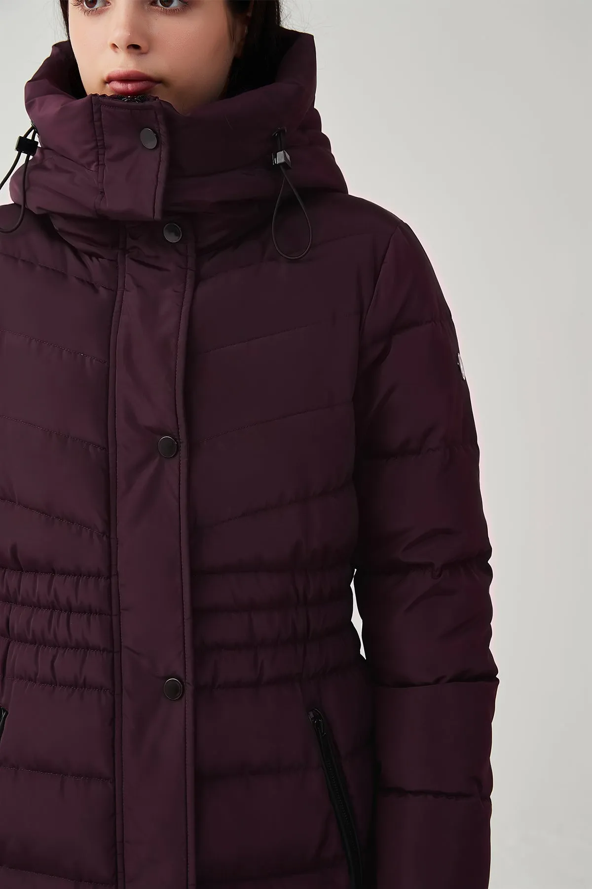 Long Puffer Coat with drop hood