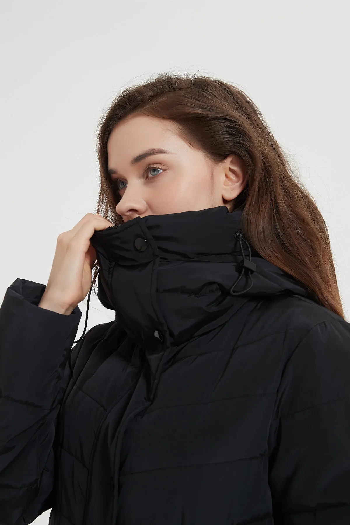 Long Puffer Coat with drop hood