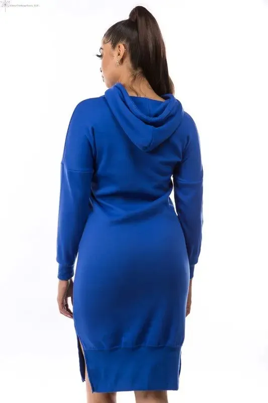 Long Sleeve Sweatshirt Dress Royal Blue