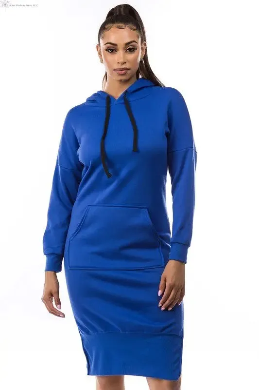 Long Sleeve Sweatshirt Dress Royal Blue