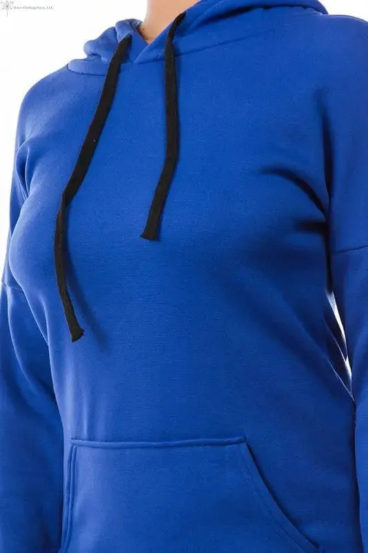 Long Sleeve Sweatshirt Dress Royal Blue