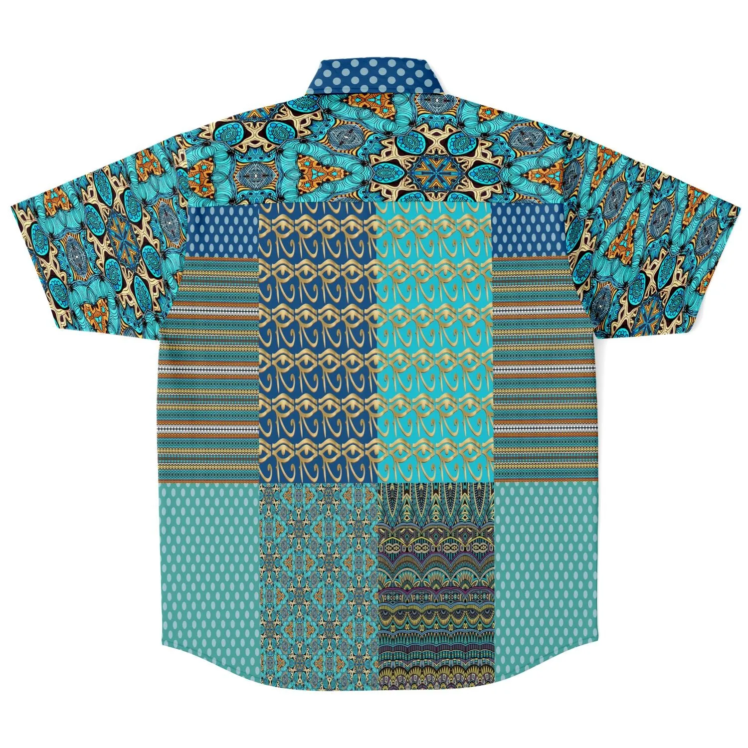 Many Blessings Horus Eye Patchwork Button Down Shirt