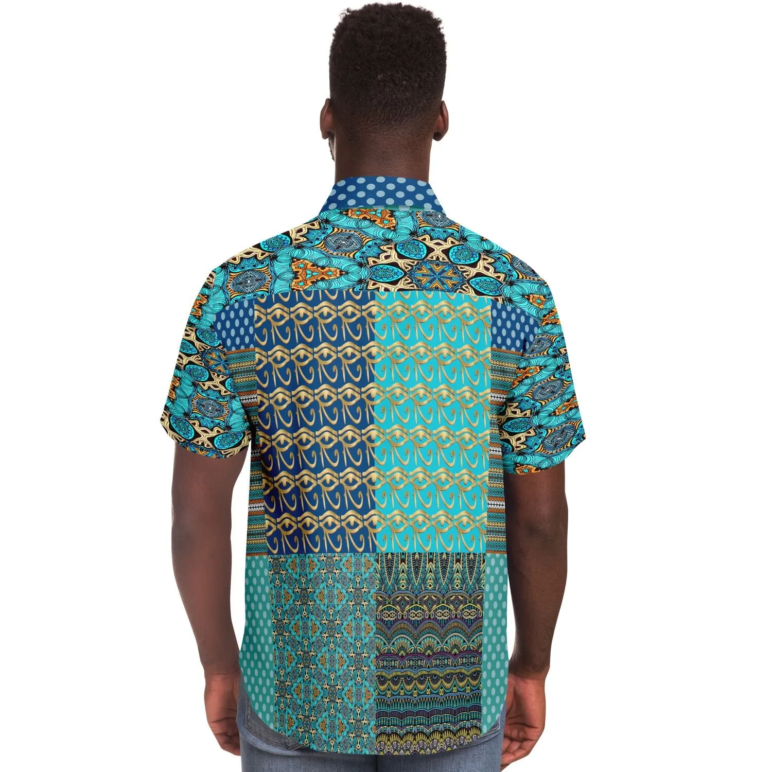 Many Blessings Horus Eye Patchwork Button Down Shirt