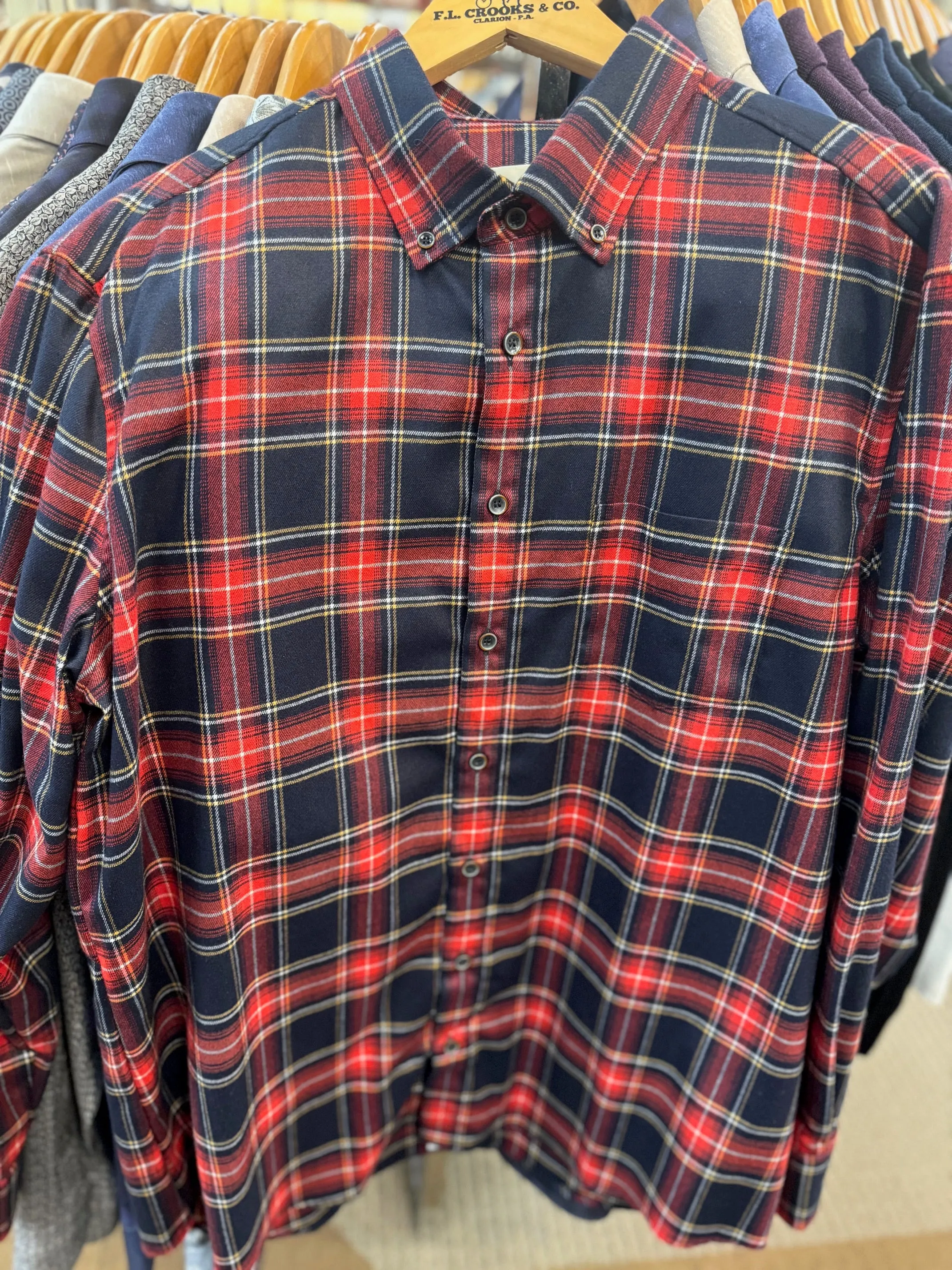 Men's Haupt | 1926 Soft Brushed Feel Button Down Shirt | Red Plaid