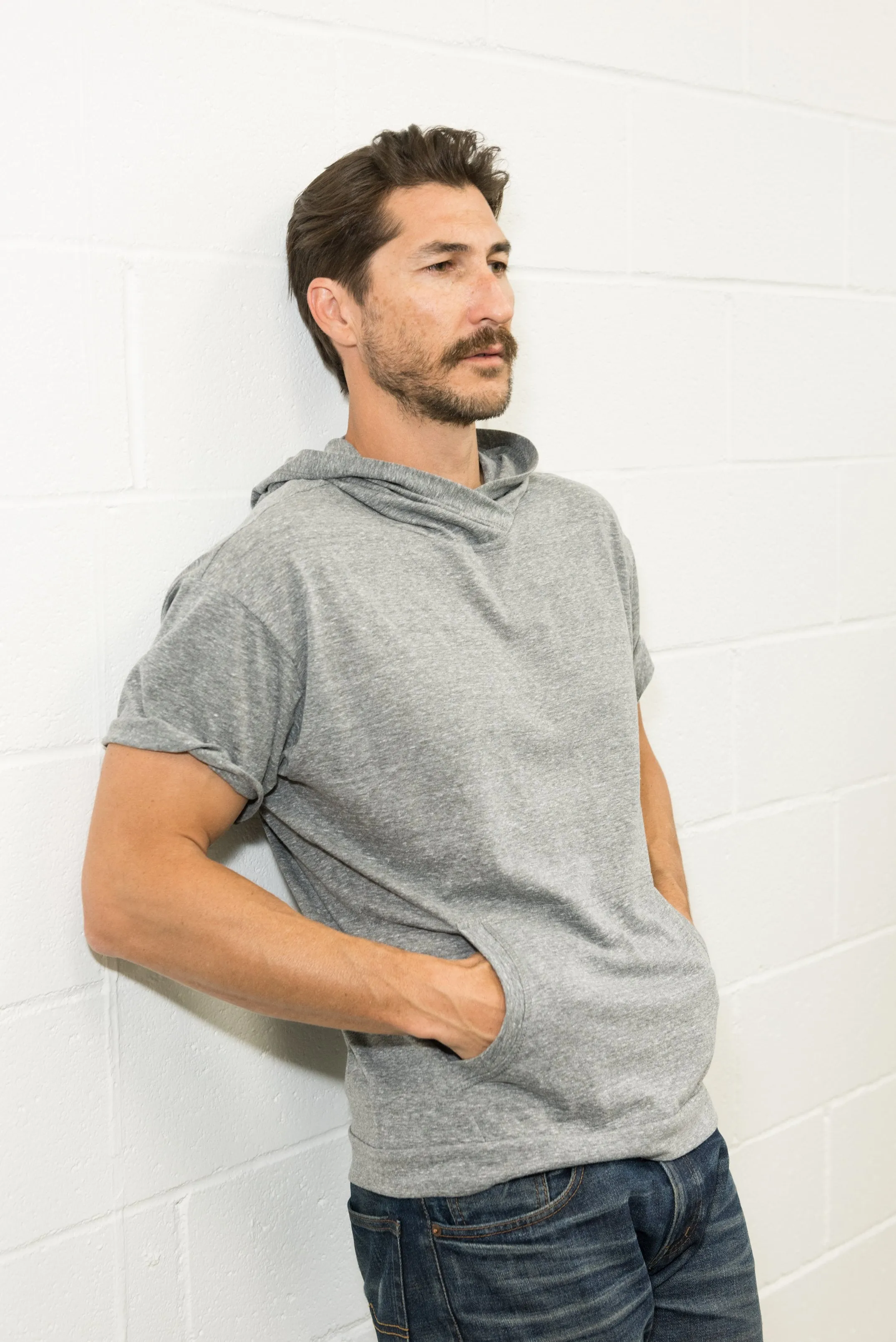 Men's Jersey Tee Kangaroo Pocket Hoodie